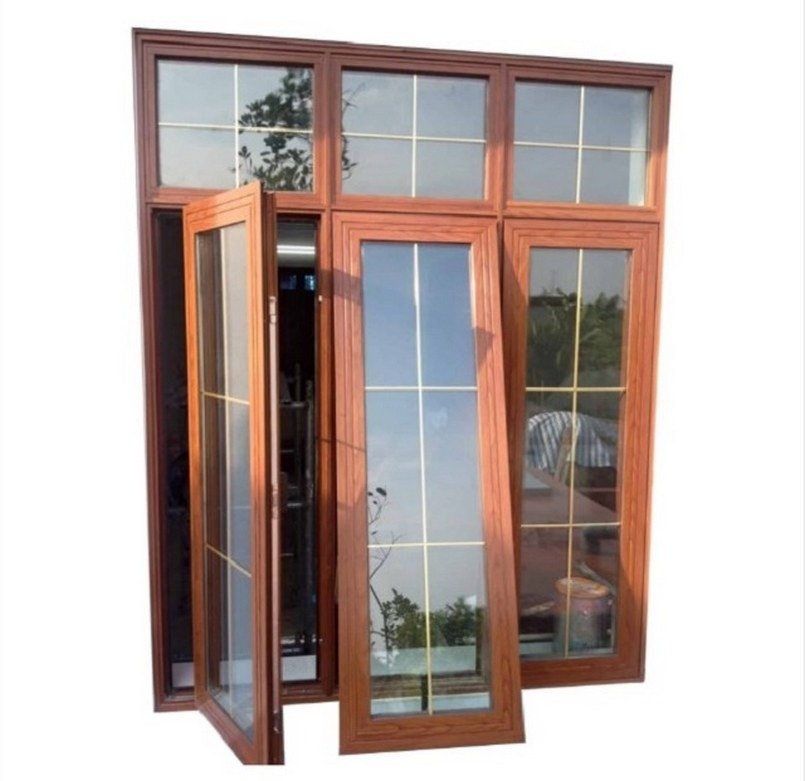 Mẫu cửa sổ nhôm giả gỗ đẹp 3 cánh mở hất