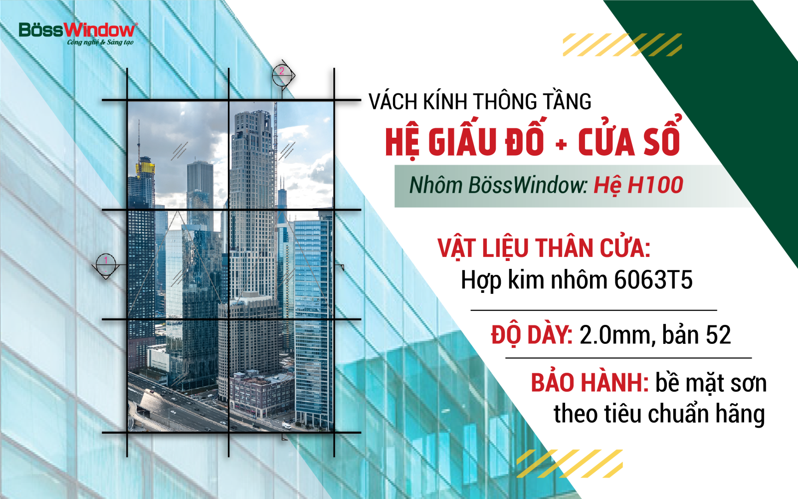 Vách kính thông tầng giấu đố hệ H100