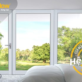 Cửa đi 2 cánh mở quay bản to - Hệ TJ55A