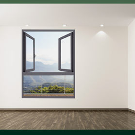 Cửa sổ 2 cánh mở quay + vách - Hệ Xingfa X55