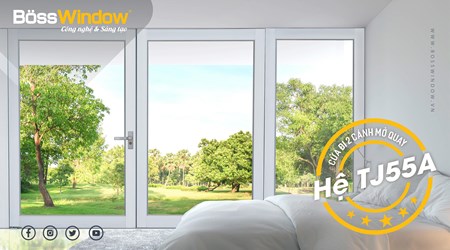 Cửa đi 2 cánh mở quay bản to - Hệ TJ55A
